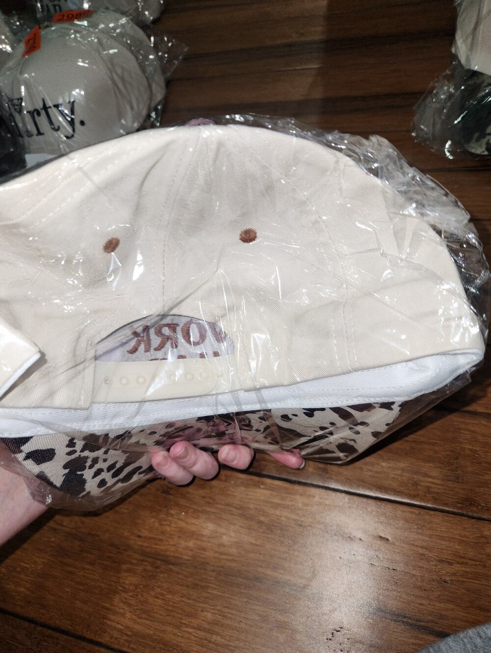 Too Pretty To Work This Hard Embroidered Cow Print Cap - Picture 2 of 2